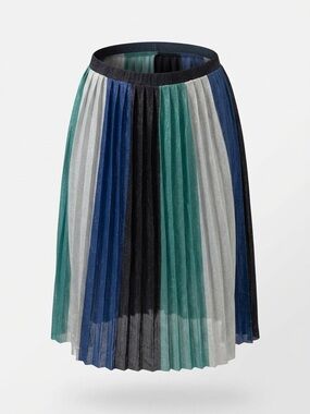 Anthropologie| Maeve Pleated Colorblock Midi Skirt in Teal, Blue, Black & White